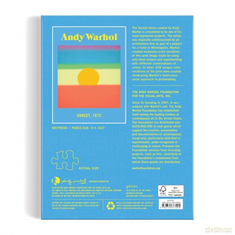 Galison 9780735377905 Andy Warhol Sunset Jigsaw Puzzle 500 Pieces, Multicoloured - Galison [PUZZLE]