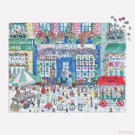 Galison 9780735377912 Michael Storrings Market in Bloom Jigsaw Puzzle, Multicoloured, 2000 Pieces - Galison [PUZZLE]