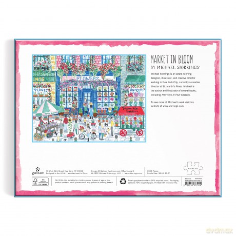 Galison 9780735377912 Michael Storrings Market in Bloom Jigsaw Puzzle, Multicoloured, 2000 Pieces - Galison [PUZZLE]