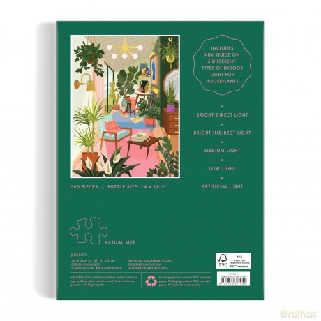 Galison 9780735377950 Lighting 101: Houseplants Jigsaw Puzzle, Multicoloured, 500 Pieces - Galison [PUZZLE]