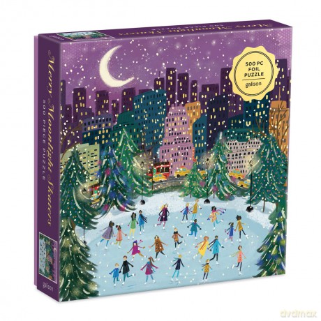 GALISON BOOKS 9780735366725 Merry Moonlight Skaters 500 Piece Foil Puzzle - Galison [PUZZLE]