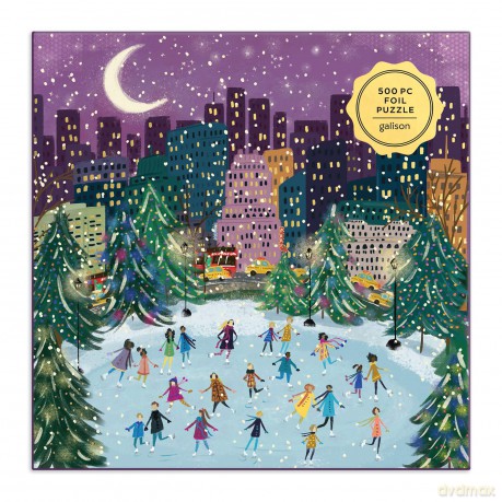 GALISON BOOKS 9780735366725 Merry Moonlight Skaters 500 Piece Foil Puzzle - Galison [PUZZLE]