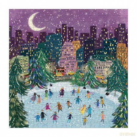 GALISON BOOKS 9780735366725 Merry Moonlight Skaters 500 Piece Foil Puzzle - Galison [PUZZLE]