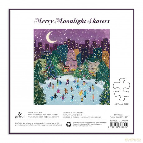 GALISON BOOKS 9780735366725 Merry Moonlight Skaters 500 Piece Foil Puzzle - Galison [PUZZLE]