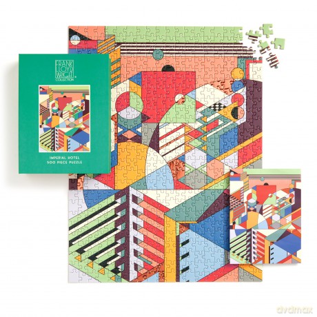 Galison Frank Lloyd Wright Imperial Hotel - 500 Piece Book Puzzle Featuring Tokyo Hotel Geometric Pattern Artwork Packaged in Magnetic Keepsake Book Sized Box - Galison [PUZZLE]