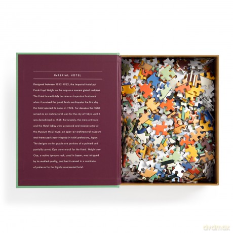Galison Frank Lloyd Wright Imperial Hotel - 500 Piece Book Puzzle Featuring Tokyo Hotel Geometric Pattern Artwork Packaged in Magnetic Keepsake Book Sized Box - Galison [PUZZLE]