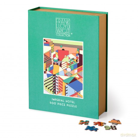 Galison Frank Lloyd Wright Imperial Hotel - 500 Piece Book Puzzle Featuring Tokyo Hotel Geometric Pattern Artwork Packaged in Magnetic Keepsake Book Sized Box - Galison [PUZZLE]