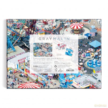 Galison Gray Malin Coney Island - 1000 Piece Puzzle with Eye Catching Aerial Photography of Iconic NYC Beach From A La Plage Artwork - Galison [PUZZLE]