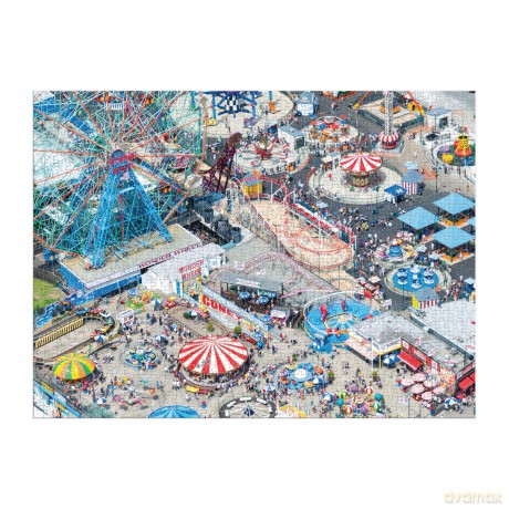 Galison Gray Malin Coney Island - 1000 Piece Puzzle with Eye Catching Aerial Photography of Iconic NYC Beach From A La Plage Artwork - Galison [PUZZLE]