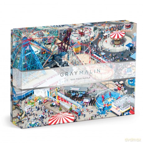 Galison Gray Malin Coney Island - 1000 Piece Puzzle with Eye Catching Aerial Photography of Iconic NYC Beach From A La Plage Artwork - Galison [PUZZLE]