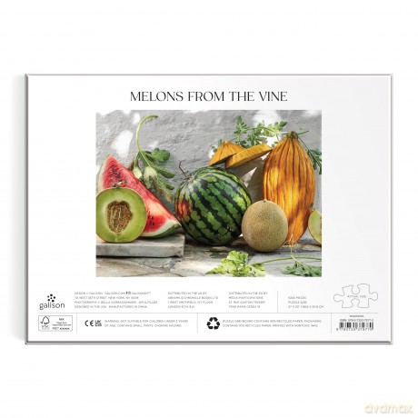Galison Melons From The Vine - 1000 Piece Puzzle Featuring A Mediterranean Still Life Of Summer Melons - Galison [PUZZLE]