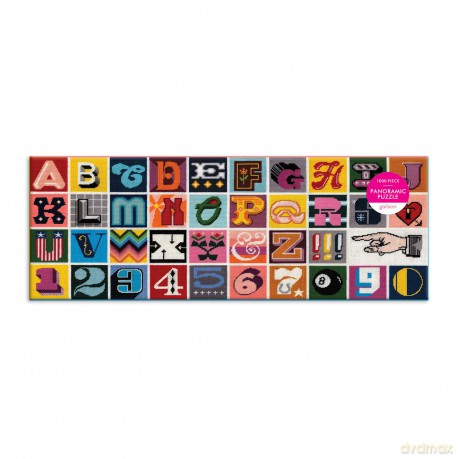 Galison Mudpuppy- Needlepoint A to Z 1000 Piece Panoramic Puzzle, 9780735365308 - Galison [PUZZLE]