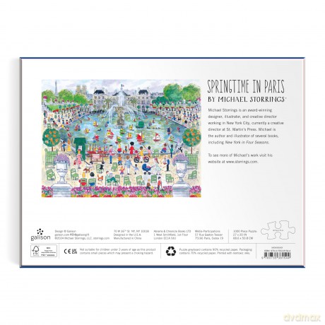 Galison Springtime In Paris - 1000 Piece Michael Storrings Puzzle Featuring The Ornamental Grand Bassin Pond In The Spring - Galison [PUZZLE]
