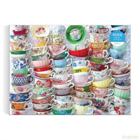 Galison Teacups 1000 Piece Puzzle Featuring A Regency Core Mix Of Vibrant Teacups - Galison [PUZZLE]