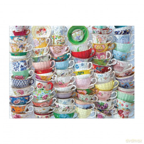 Galison Teacups 1000 Piece Puzzle Featuring A Regency Core Mix Of Vibrant Teacups - Galison [PUZZLE]