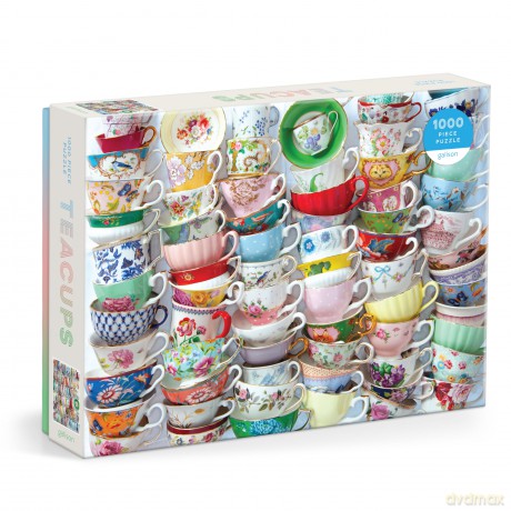 Galison Teacups 1000 Piece Puzzle Featuring A Regency Core Mix Of Vibrant Teacups - Galison [PUZZLE]