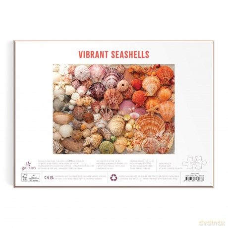 Galison Vibrant Seashells - 1000 Piece Puzzle Featuring Chromatic Seashell Arrangement On Sand - Galison [PUZZLE]
