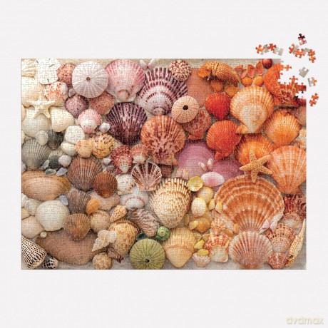 Galison Vibrant Seashells - 1000 Piece Puzzle Featuring Chromatic Seashell Arrangement On Sand - Galison [PUZZLE]