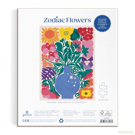 Galison Zodiac Flowers - 1000 Piece Puzzle Featuring Artistic Flowers Paired With Zodiac Signs - Galison [PUZZLE]