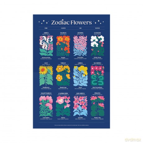 Galison Zodiac Flowers - 1000 Piece Puzzle Featuring Artistic Flowers Paired With Zodiac Signs - Galison [PUZZLE]