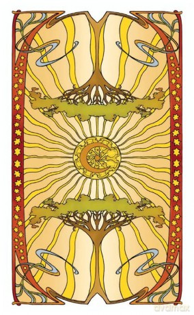 Golden Art Nouveau Tarot - Mini Tarot: 78 full colour tarot cards and instructions - Giulia Massaglia [KSIĄŻKA]