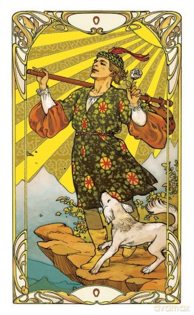 Golden Art Nouveau Tarot - Mini Tarot: 78 full colour tarot cards and instructions - Giulia Massaglia [KSIĄŻKA]