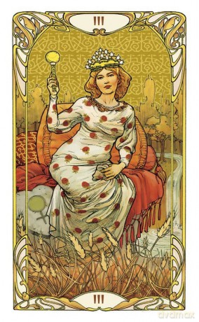 Golden Art Nouveau Tarot - Mini Tarot: 78 full colour tarot cards and instructions - Giulia Massaglia [KSIĄŻKA]