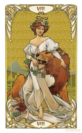 Golden Art Nouveau Tarot - Mini Tarot: 78 full colour tarot cards and instructions - Giulia Massaglia [KSIĄŻKA]