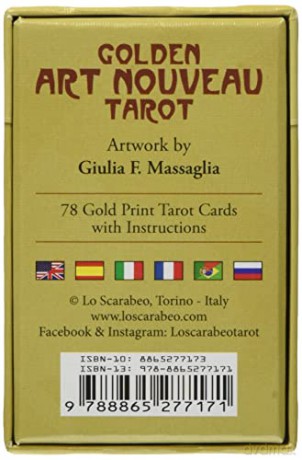 Golden Art Nouveau Tarot - Mini Tarot: 78 full colour tarot cards and instructions - Giulia Massaglia [KSIĄŻKA]