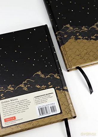 Golden Waves Hardcover Journal: Dotted Notebook: With Ribbon Bookmark: Blank Notebook with Ribbon Bookmark - Tuttle Studio [KSIĄŻKA]