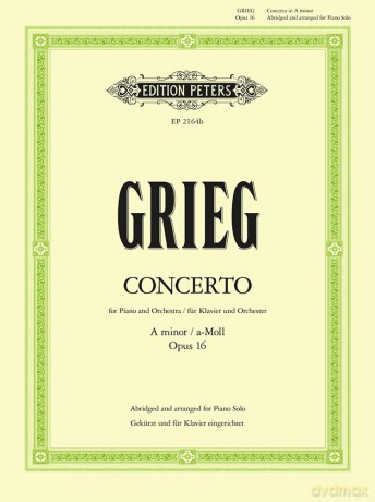 Grieg: Concerto in A minor Op.16 (Piano Solo) (EP2164B): Simplified and Abridged (Edition Peters) - Edvard Grieg [KSIĄŻKA]