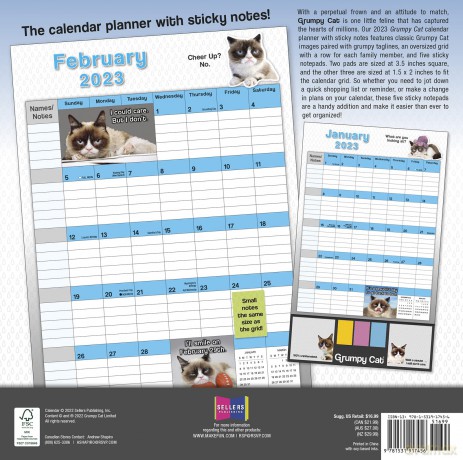 Grumpy Cat August 2022-December 2023 17-Month Planner: It's All Downhill from Here. (STICKY NOTE PLANNER) - Grumpy Cat Limitied [KSIĄŻKA]