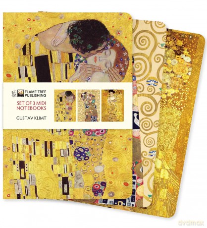 Gustav Klimt Set of 3 Midi Notebooks (Midi Notebook Collections) - Flame Tree Studio [KSIĄŻKA]