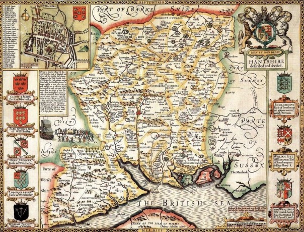 Hampshire Historical Map 1000 Piece Jigsaw Puzzle (1610). Free print! [GRA]