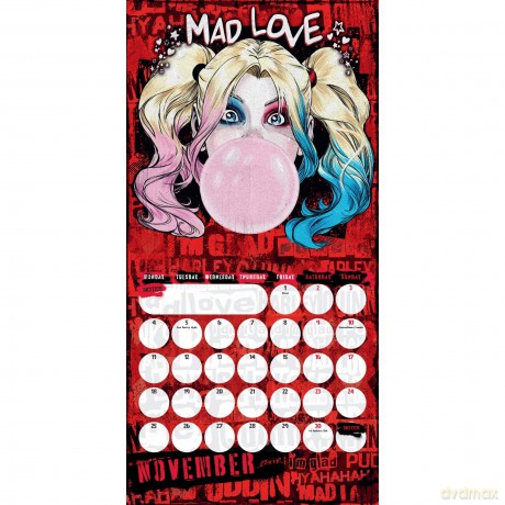 Harley Quinn 2024 Calendar, Month To View Square Wall Calendar, Official Product - Danilo Promotions Ltd [KALENDARZ]