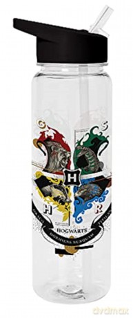 HARRY POTTER Hogwarts Coat of Arms Clear Plastic Water Bottle 540ml - Official Merchandise [KSIĄŻKA]