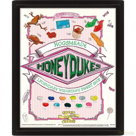 Harry Potter Poster 3D Lenticular Poster in Box Frame (Honeydukes Design) Framed Wall Art 25cm x 20cm x 1.5cm - Official Merchandise, Pink/Green/White [KSIĄŻKA]