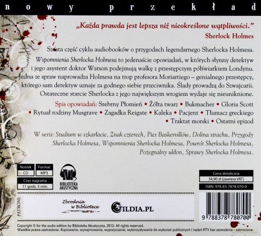 Wspomnienia Sherlocka Holmesa Tw - Arthur Conan Doyle [Audiobook]