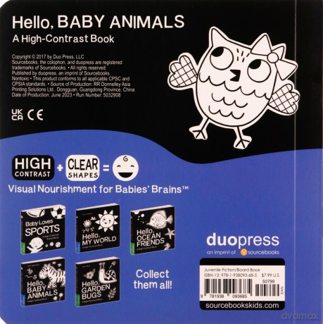 Hello, Baby Animals: A Durable High-Contrast Black-and-White Board Book for Newborns and Babies (High-Contrast Books) - duopress [KSIĄŻKA]