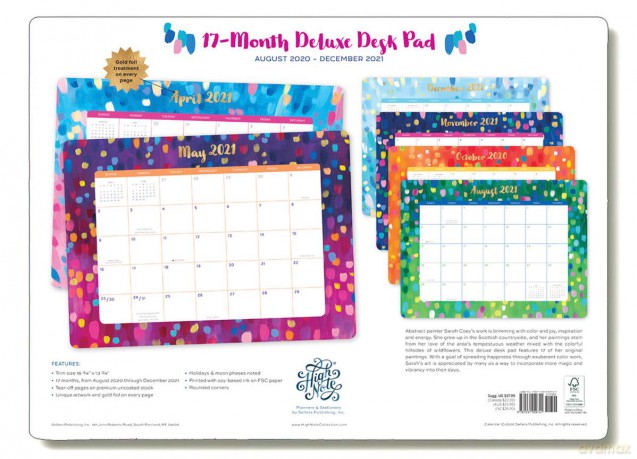 High Note 2021 Desk Pad Calendar Planner, Mindfulness 17-Month Desk Pad Planner, August 2020 - December 2021, 18.75 x 13.75 [KSIĄŻKA]