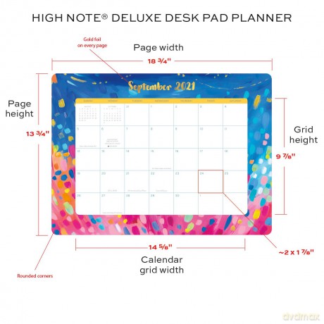 High Note 2021 Desk Pad Calendar Planner, Mindfulness 17-Month Desk Pad Planner, August 2020 - December 2021, 18.75 x 13.75 [KSIĄŻKA]