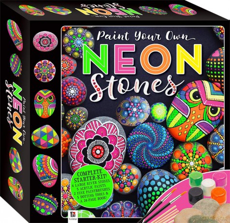 Hinkler - Paint Your Own Neon Stones - Rock Painting Complete Starter Kit - Arts and Crafts for Everyone - Gift for Art Lovers - Includes Stones, Acrylic Paint and More - Hinkler Pty Ltd [KSIĄŻKA]