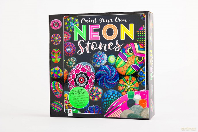 Hinkler - Paint Your Own Neon Stones - Rock Painting Complete Starter Kit - Arts and Crafts for Everyone - Gift for Art Lovers - Includes Stones, Acrylic Paint and More - Hinkler Pty Ltd [KSIĄŻKA]