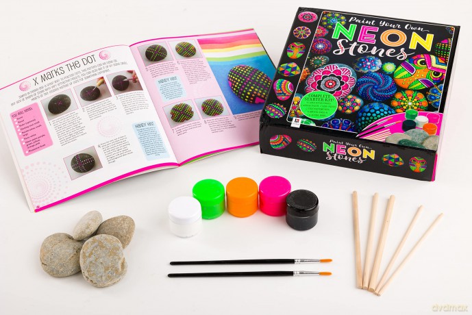 Hinkler - Paint Your Own Neon Stones - Rock Painting Complete Starter Kit - Arts and Crafts for Everyone - Gift for Art Lovers - Includes Stones, Acrylic Paint and More - Hinkler Pty Ltd [KSIĄŻKA]