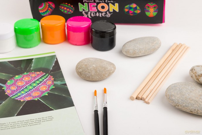 Hinkler - Paint Your Own Neon Stones - Rock Painting Complete Starter Kit - Arts and Crafts for Everyone - Gift for Art Lovers - Includes Stones, Acrylic Paint and More - Hinkler Pty Ltd [KSIĄŻKA]