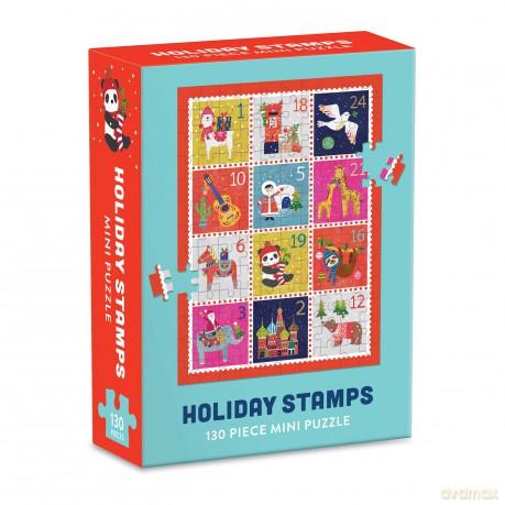 Holiday Stamps Mini Puzzle: 130 piece Mini Puzzle - Galison [PUZZLE]