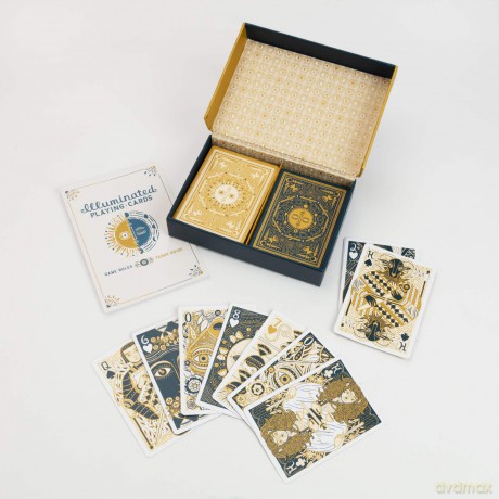 Illuminated Playing Card Set: Two Decks with Game Rules (The Illuminated Art Series) - Caitlin Keegan [KSIĄŻKA]