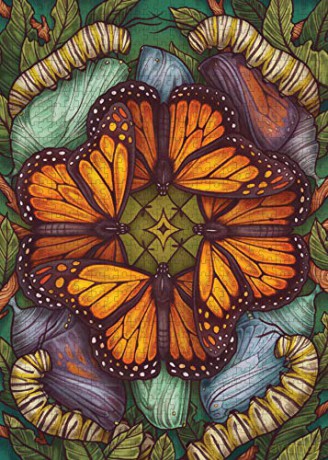 Illustrated Bestiary Puzzle: Monarch Butterfly (750 pieces) (Wild Wisdom) - Maia Toll [KSIĄŻKA]