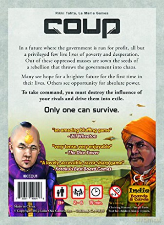Indie Boards and Cards | Coup | Card Game | Ages 14+ | 2-6 Players | 15 Minute Playing Time [KSIĄŻKA]