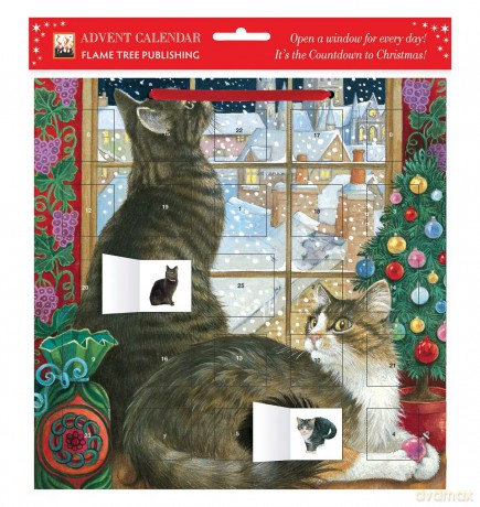 Ivory Cats by Lesley Anne Ivory: Christmas Window Kalendarz Adwentowy (with stickers) - Flame Tree Studio [KALENDARZ]